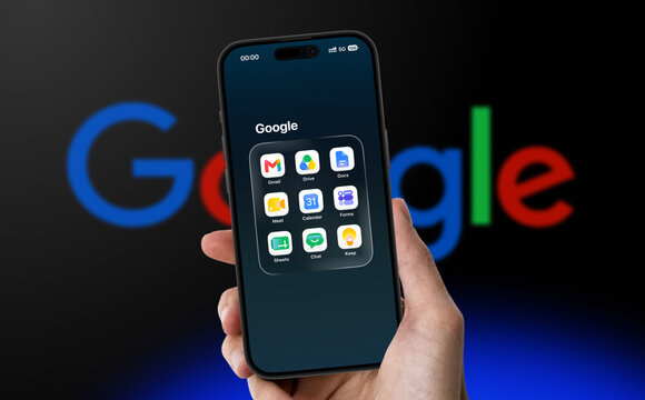 Google Workspace app icons JPEG editorial image set including Drive, Gmail, Docs, Sheets, Slides, Meet, Chat, Voice, Forms, Sites, Calendar, Tasks and Keep applications