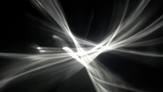 White light rays rotating slowly, seamless loop abstract optics background