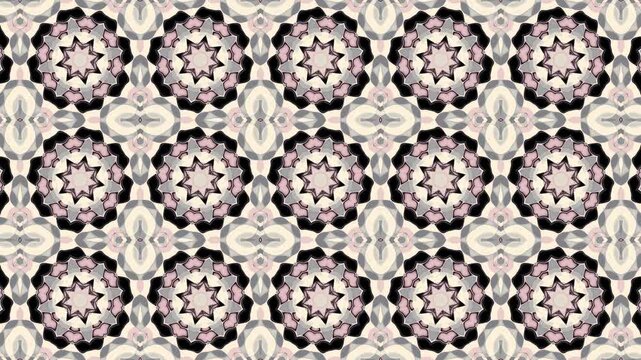 Animated ornament mandala oriental colorful pattern tile repetition illusion. Loop background. Ornate tile background. Mosaic floor imitation