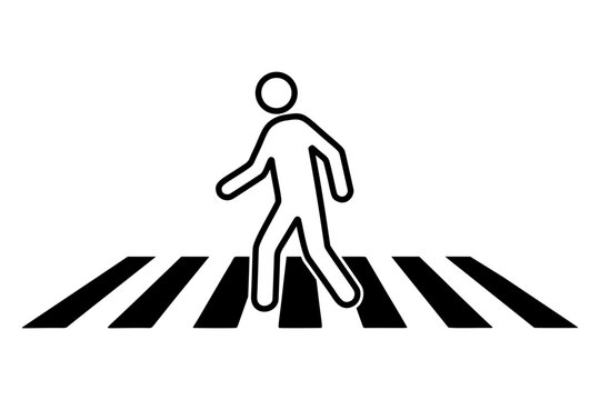 横断歩道を渡る人物のラインアイコン