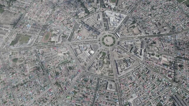 Aerial Drone Raw Footage of Tekes Bagua City, Xinjiang, China
