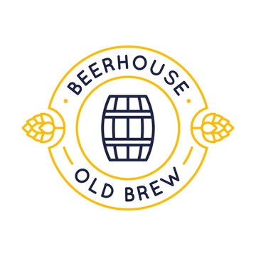 Beerhouse Old Brew Logo. Simple Beerhouse Old Brew logo for brewery branding, pub identity, alcohol label or beverage business. Vector illustration.