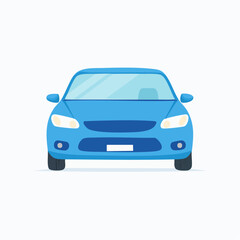 Fototapeta premium Blue Sedan Car Front View Illustration