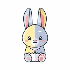 Fototapeta premium Cute Flat Rabbit Vector Illustration Isolated on White Background