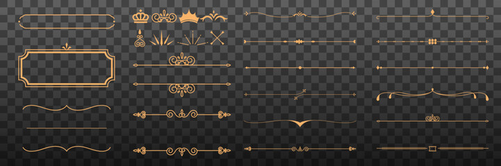 Elegant gold decorative dividers vector set on a transparent background. © Rawpixel.com