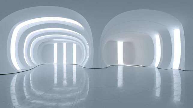 360 degree full panorama environment map of white minimalistic studio environment with bright lights and reflections 3d render illustration hdri hdr vr virtual reality. 3D Illustration