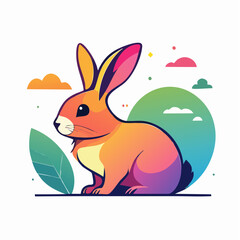 Obraz premium Cute Cartoon Rabbit Illustration with Gradient Colors