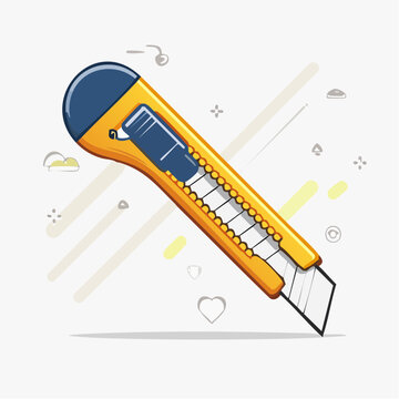 Yellow Utility Knife Illustration