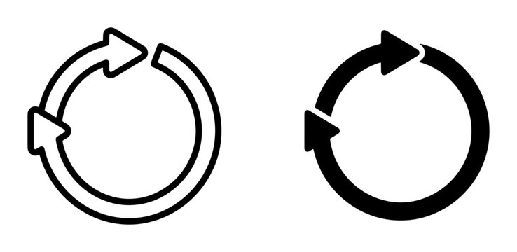 Circular Arrows Icon Set, Refresh Symbol, Reload Loop, Repeat Cycle, Update Process, Vector Graphics