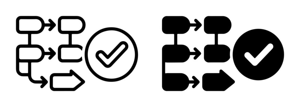 Process Flowchart Icons, Workflow Steps, Decision Tree Diagrams, Checklist Symbols, Business Process Management Graphics, Approved Tasks