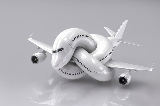 On Vacation - an airplane twisted into a knot - symbolizes chaos and a jeopardized holiday.