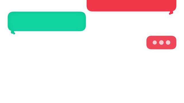 Animated chat bubbles messaging app interface design with typing indicators on white background