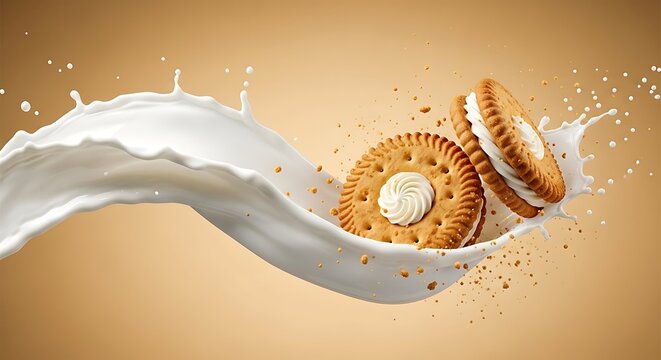 Oreo Cookies Splashing in Milk
