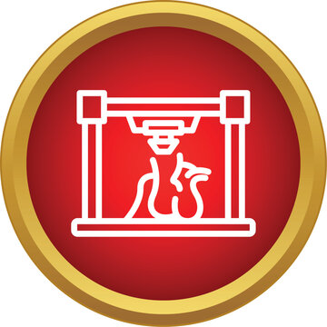 Outline icon representing an additive manufacturing machine fabricating a complex shape