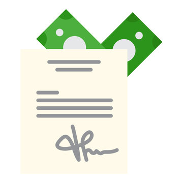 Forged financial document with floating money icon