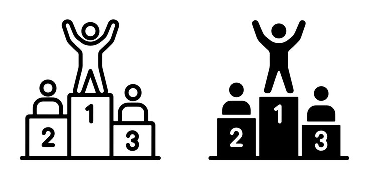 Podium Winners, First Place Champion, Second and Third Place Athletes, Sports Victory Icons, Competition Success Vector Set