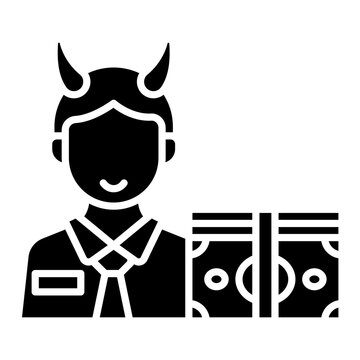 Male corporate manager character with devil horns icon