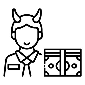 Male corporate manager character with devil horns icon