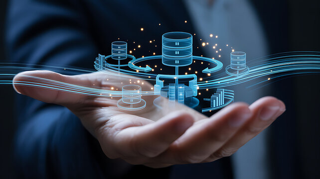 Data engineering. Development of data architecture and data pipelines. Programming and source code. Engineer designing data warehouse on laptop computer. 