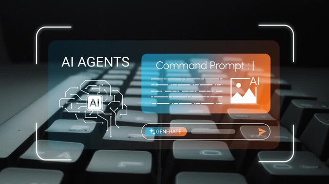 Innovative AI Agents and Command Prompt Interface on Keyboard in Modern Technology Setting for Digital Workflow Enhancement Gluon.
