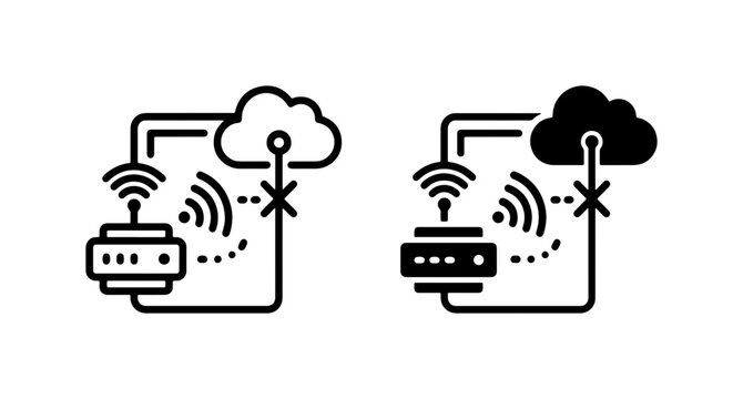 Cloud Computing Network Icons, Data Transfer and Connectivity Symbols, Digital Technology and Internet Service Icons