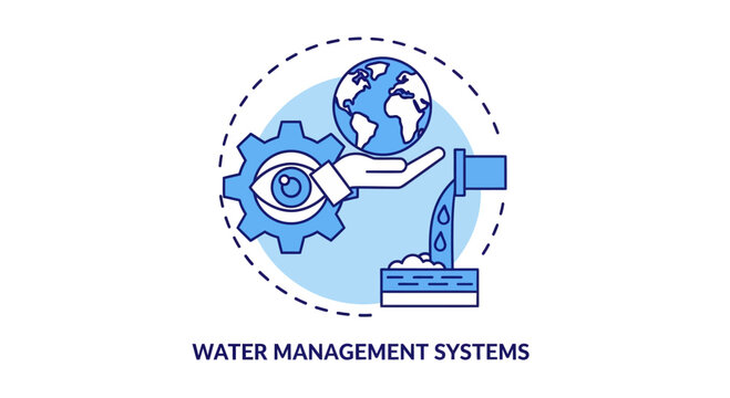 Water management systems conceptual illustration icon.