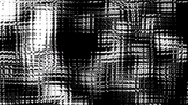 Transforming abstract black and white geometric shapes and lines like ribbed glass surface. Seamless looping footage.