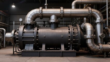 Obraz premium Industrial Vacuum Pump System in Factory