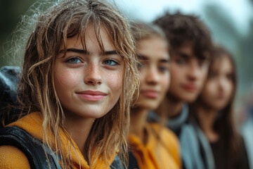 Fototapeta premium Young girl with long hair and blue eyes.