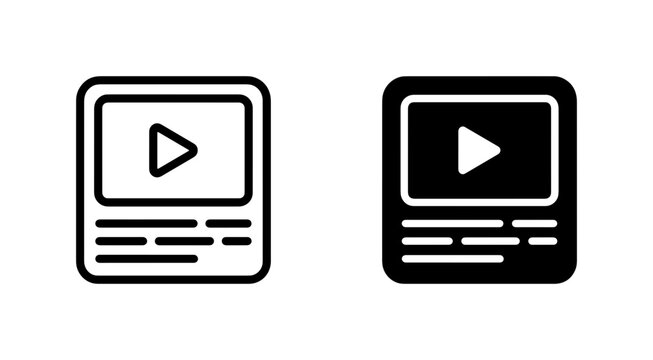 Video Player Icons, Play Button Symbols, Media Interface Elements, Digital Content Graphics