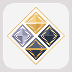 Obraz premium Abstract Geometric Diamond Shapes with Gold Frame