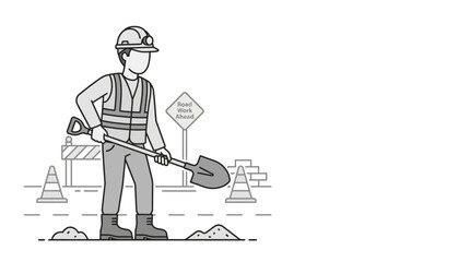 A construction worker holding a shovel while standing on a work site. © Dahlia_Elma