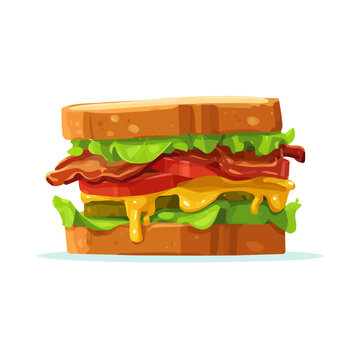 BLT Sandwich flat vector illustration in a modern and simple 2D style, placed on a white background.
