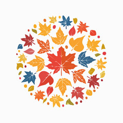Fototapeta premium Autumn Leaves Circle Design