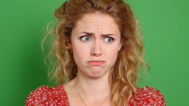 Female furrowing her brows in confusion during a confusing conversation