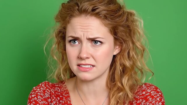 Female furrowing her brows in confusion during a confusing conversation