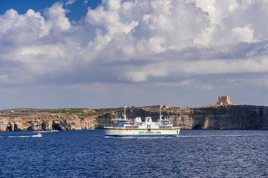 Gozo Channel Line Ferry At Comino Island In Malta