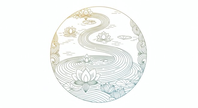 Minimalist Lotus Line Art for Spiritual Meditation