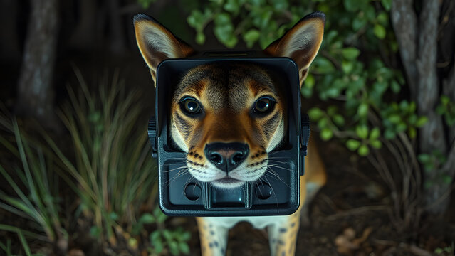 Wildlife Camera Trap Nocturnal: Hidden Forest Animals, Night Surveillance Captures Secret Behavior, Remote Nature Observation