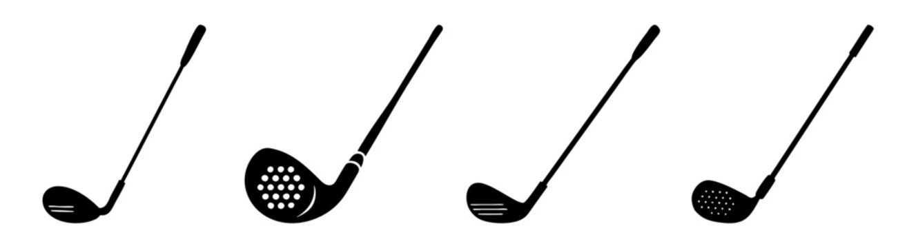Set of Golf Clubs Line Art Outline Vector Icons for Sports and Leisure Activities