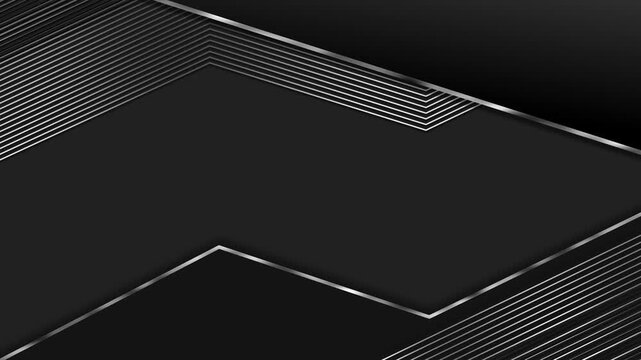 Minimalist geometric background with layered diagonal lines and metallic silver edges animation, high-contrast abstract design