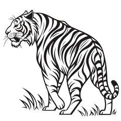Obraz premium Tiger Artistic Outline Vector 1