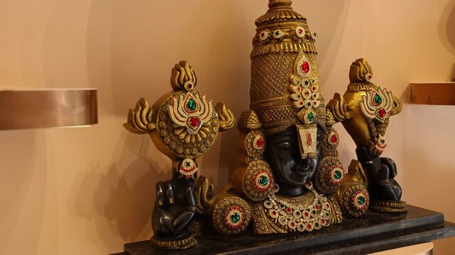 hindu statues of god and goddess in popular temple.