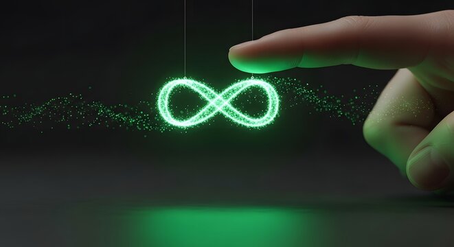 Interacting with the digital infinity symbol, representing endless possibilities and continuous energy flow