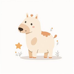 Fototapeta premium Cute Pony Nursery Illustration in Soft Scandinavian Farm Style
