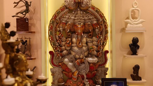 hindu statues of god and goddess in popular temple.