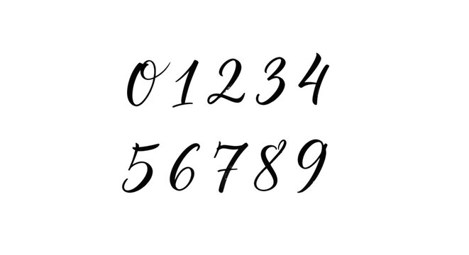 elegant handwritten numbers 0-9 in brush script perfect for design and creative projects