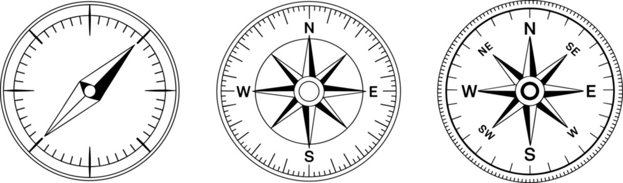 Compass and Wind Rose Designs on White Background vector illustration