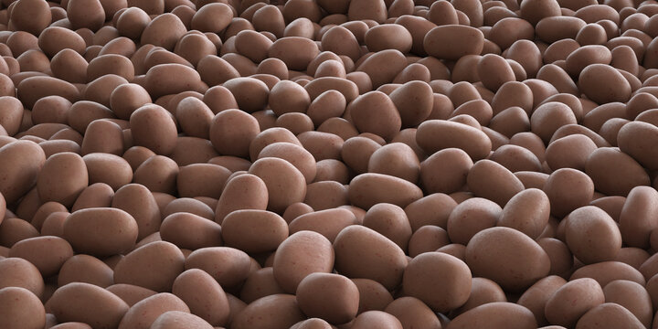 Large pile of seasonally harvested potatoes. Realistic CGI.