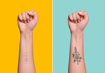 Minimal forearm tattoo mockup
